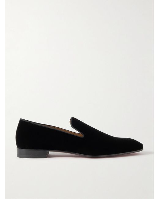 Christian Louboutin Black Dandelion Grosgrain-Trimmed Velvet Loafers for men
