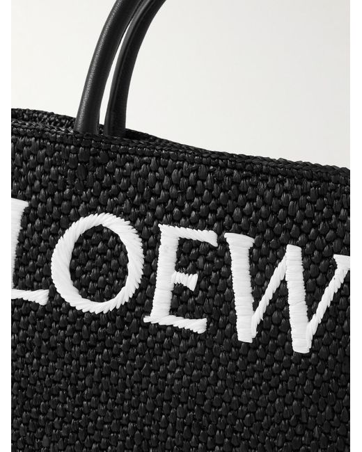 Tote bag in rafia con logo ricamato Standard A4 di Loewe in Black da Uomo