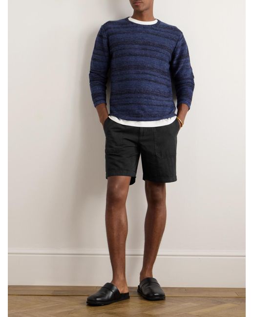 Mr P. Black Straight-leg Cotton And Linen-blend Cargo Shorts for men