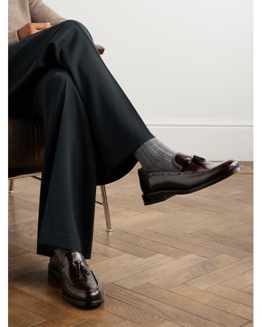 Mr P. Red Olie Tasselled Leather Loafers for men