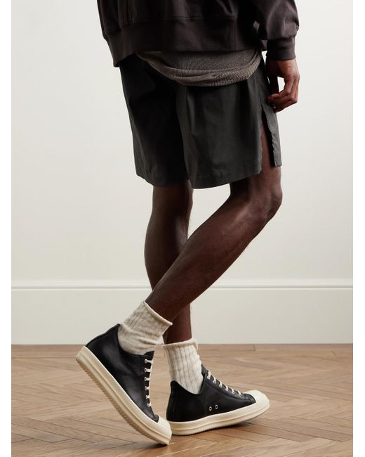 Rick Owens Black Straight-Leg Stretch-Cotton Poplin Drawstring Shorts for men