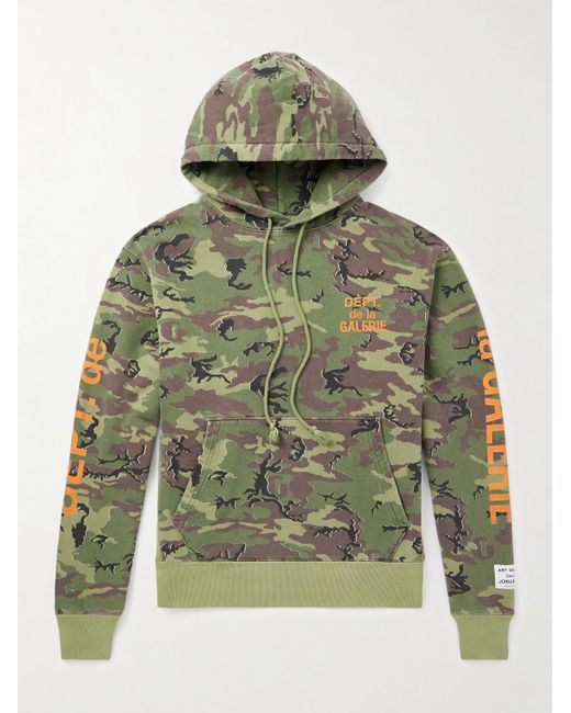 GALLERY DEPT. Green Camouflage And Logo-Print Cotton-Jersey Hoodie for men