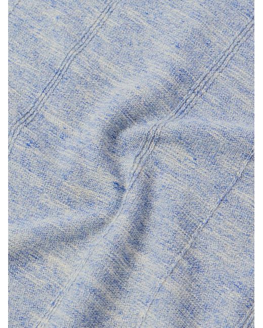 Loro Piana Blue Tori Ribbed Linen And Silk-Blend T-Shirt for men