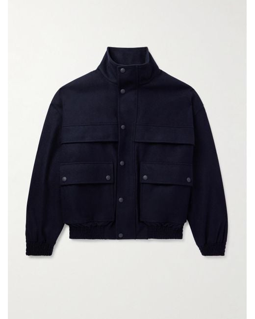 Loro Piana Blue Tristar Wool And Cashmere-Blend Flannel Bomber Jacket for men