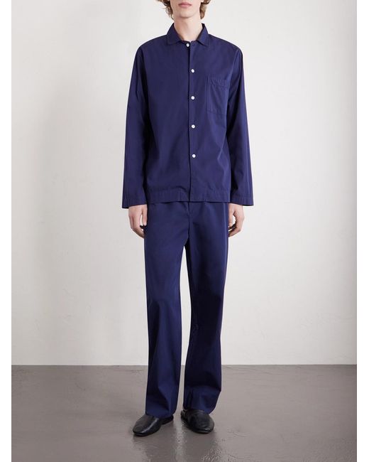 Tekla Blue Organic Cotton-poplin Pyjamas for men