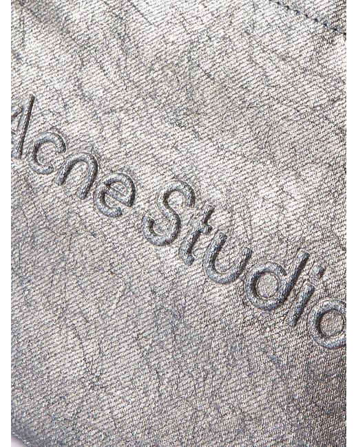 Acne Gray Logo-Embossed Metallic Denim Tote Bag for men