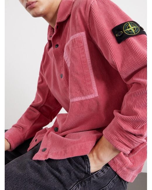 Stone Island Pink Organic Cotton-Corduroy Overshirt for men