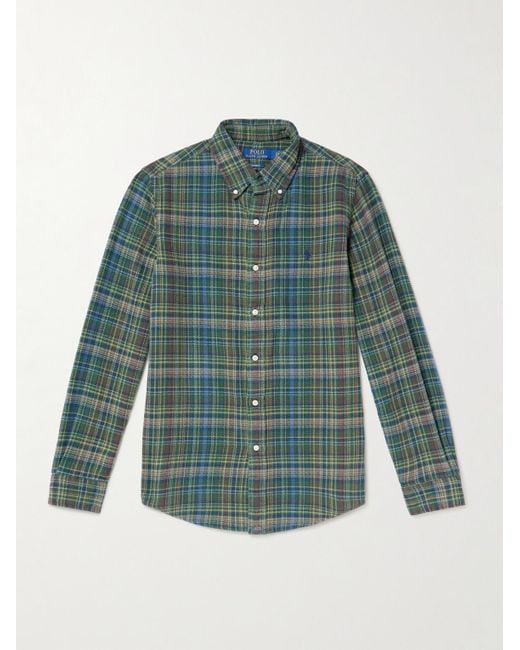 Polo Ralph Lauren Hemd aus kariertem Baumwollflanell mit Button-Down-Kragen und Logostickerei in Multicolor für Herren