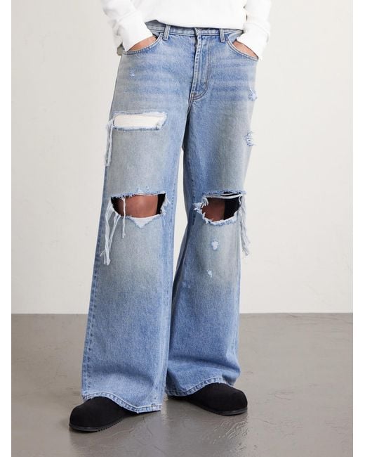 Satoshi Nakamoto Blue Blessed To Be Stressed Straight-Leg Distressed Jeans for men