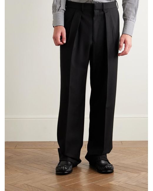 Tom Ford Black Straight-Leg Pleated Wool-Crepe Suit Trousers for men