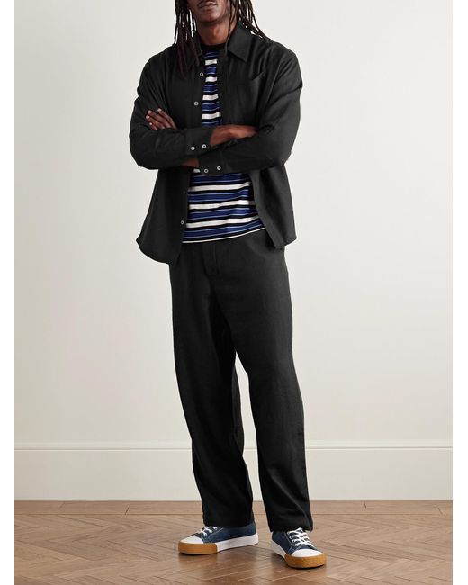 The Elder Statesman Black Norm Straight-Leg Wool And Cashmere-Blend Twill Trousers for men