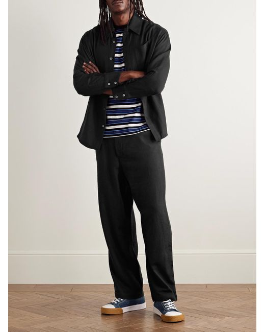 The Elder Statesman Black Norm Straight-Leg Wool And Cashmere-Blend Twill Trousers for men