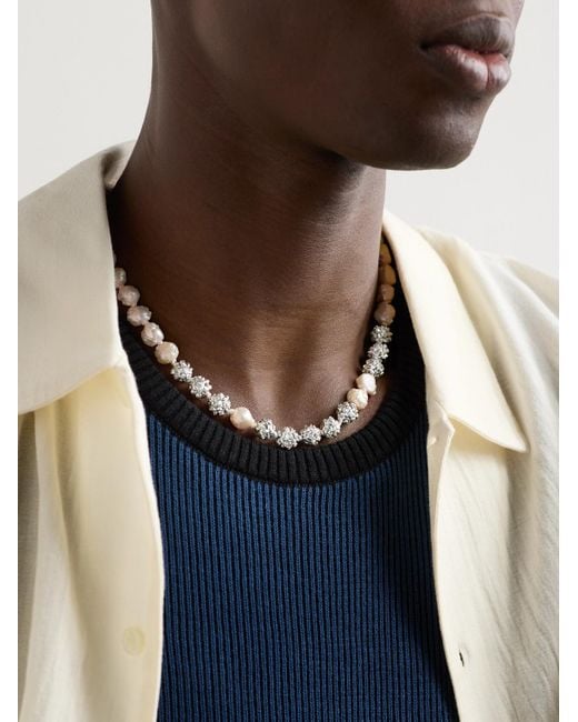 OUIE Kette mit Perlen und Details aus Sterlingsilber in Black für Herren