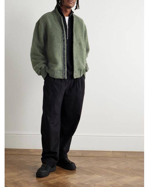 Canada Goose Green Hudson Logo-appliquéd Recycled Wool-blend Fleece Bomber Jacket for men