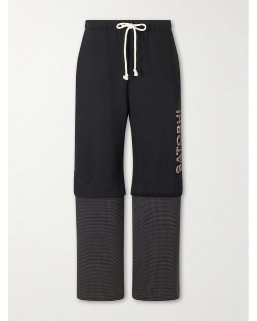 Satoshi Nakamoto Blue Wide-leg Logo-embellished Cotton-jersey And Waffle-knit Sweatpants for men