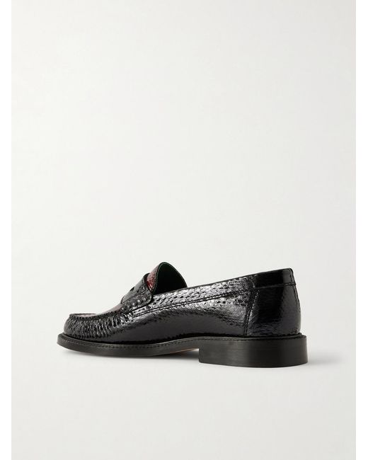 VINNY'S Black Yardee Snake-effect Patent-leather Loafers for men
