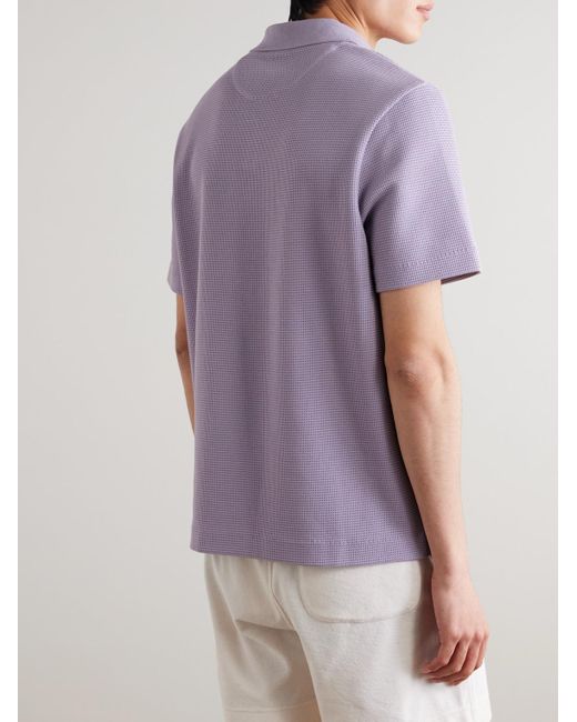 Mr P. Purple Jonny Waffle-Knit Organic Cotton Polo Shirt for men