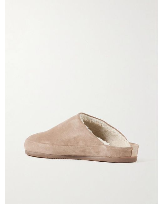 Mulo Natural Shearling-lined Suede Slippers for men
