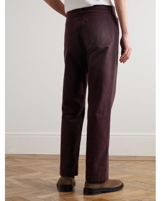 Mr P. Purple Edward Straight-Leg Organic Cotton-Canvas Trousers for men