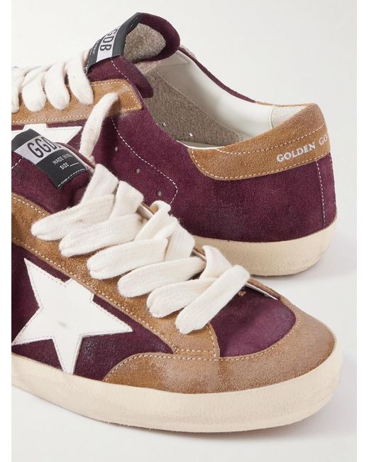 Golden Goose Deluxe Brand Brown Super-Star Distressed Leather-Trimmed Suede Sneakers for men