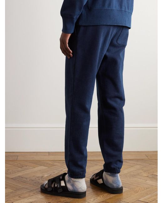 Pantaloni sportivi a gamba affusolata in jersey di cotone tinti indaco di Blue Blue Japan in Blue da Uomo