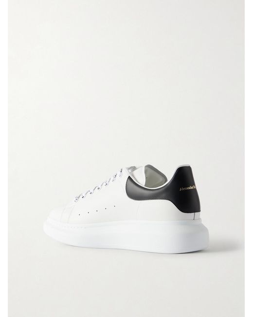 McQueen White Exaggerated-Sole Leather Sneakers for men