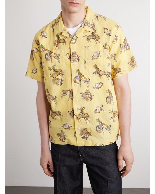 RRL Metallic Convertible-Collar Printed Linen And Cotton-Blend Shirt for men