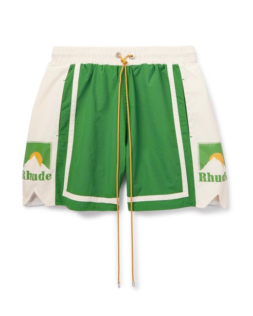 Rhude Green Moonlight Straight-leg Mid-length Printed Swim Shorts for men
