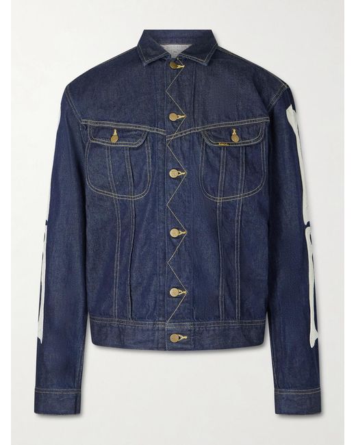 Kapital Blue Embroidered Denim Jacket for men