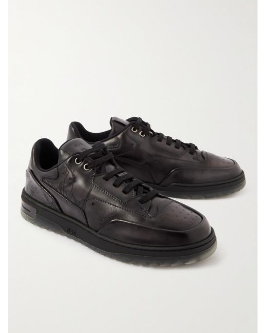 Berluti Black Playoff Scritto Venezia Leather Sneakers for men