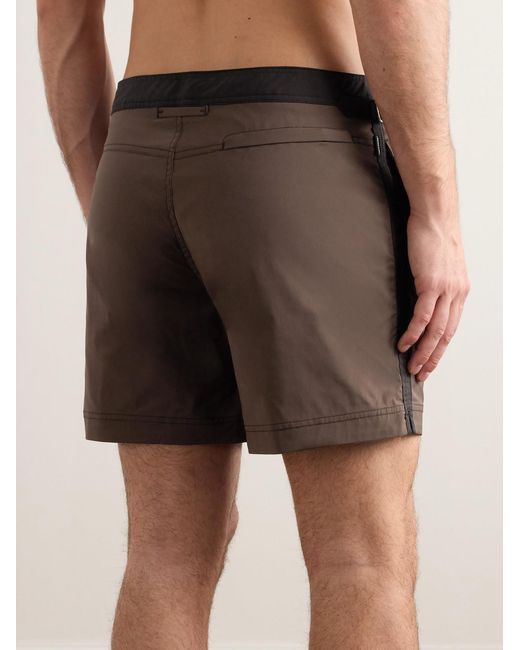 Tom Ford Brown Straight-Leg Mid-Length Striped Swim Shorts for men