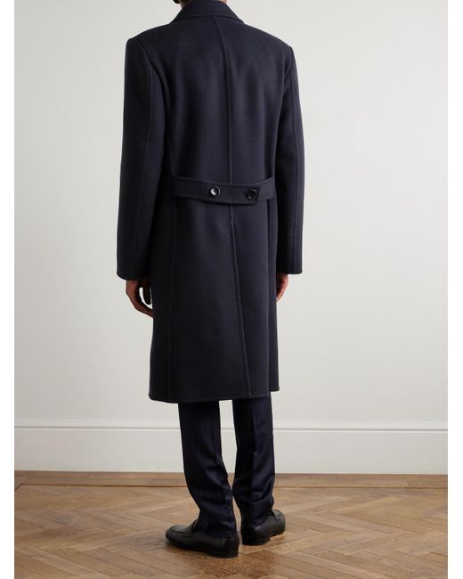 Tom Ford Blue Double-breasted Wool Overcoat for men