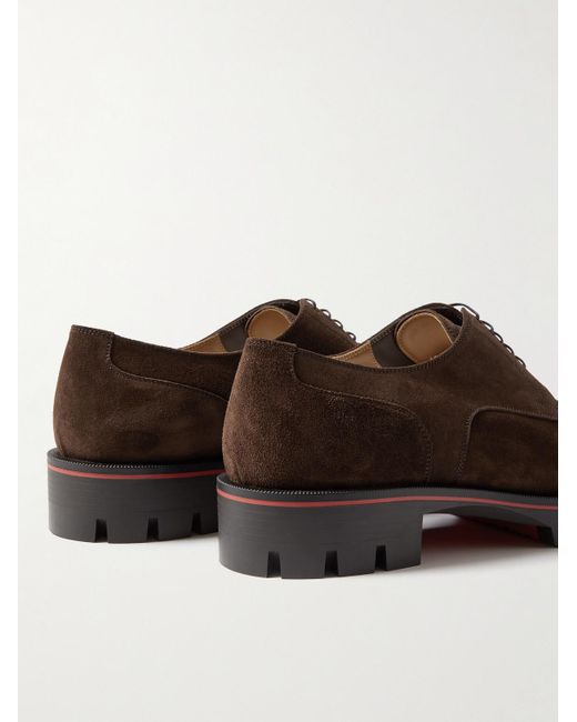 Christian Louboutin Brown Davisol Suede Derby Shoes for men