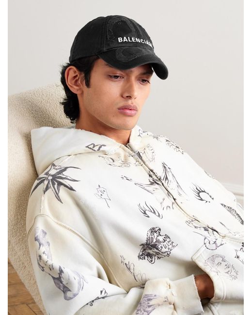 Balenciaga Black Distressed Baseball Cap