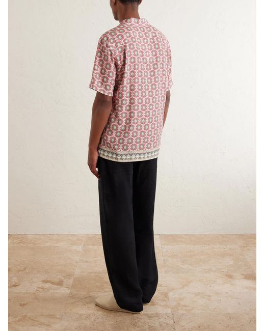 Orlebar Brown Pink Maitan Passetto Camp-Collar Printed Lyocell Shirt for men