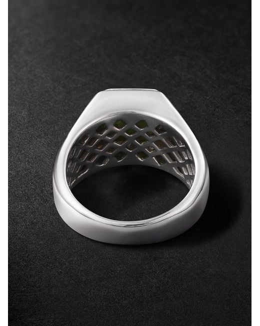 42 Suns Black 14-Karat Peridot Signet Ring for men
