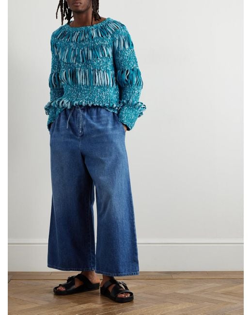 Loewe Paula's Ibiza Pullover aus Lochstrick aus einer strukturierten Baumwollmischung in Blue für Herren