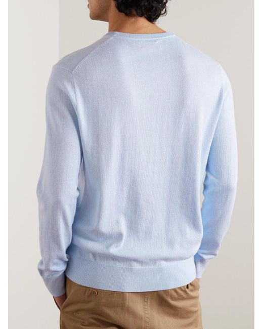 Polo Ralph Lauren Blue Logo-embroidered Cotton And Recycled Cashmere-blend Sweater for men