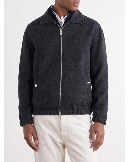 Eleventy Black Wool Bomber Jacket for men
