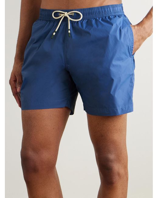 Hartford Blue Straight-Leg Mid-Length Recycled Swim Shorts for men