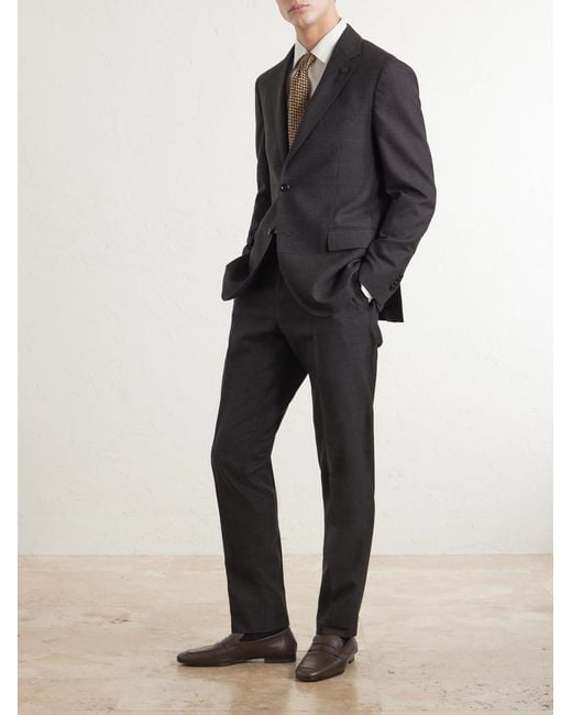 Lardini Black Prince Of Wales Checked Wool Suit Jacket for men