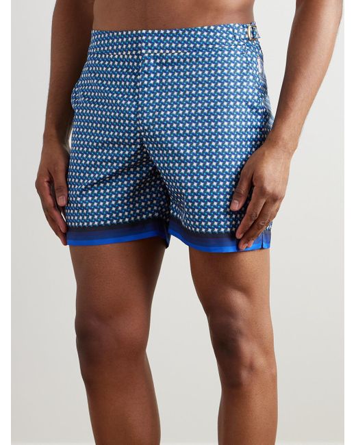 Orlebar Brown Bulldog schmal geschnittene mittellange Badeshorts aus recyceltem Shell mit Print in Blue für Herren