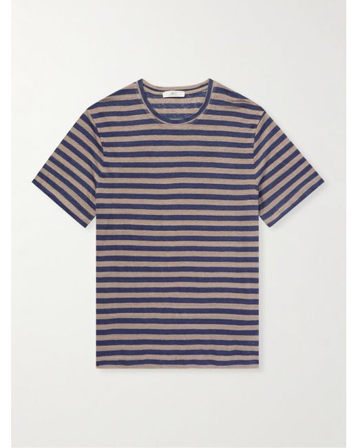 Mr P. Blue Striped Linen T-shirt for men