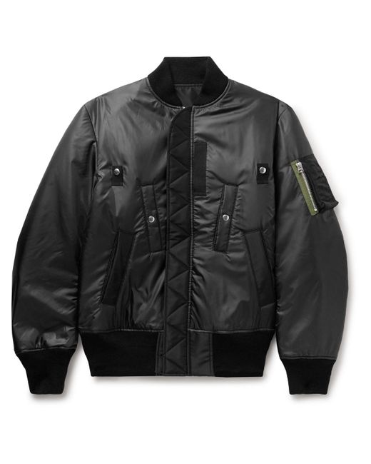 Sacai Black Canvas-trimmed Padded Shell Bomber Jacket for men