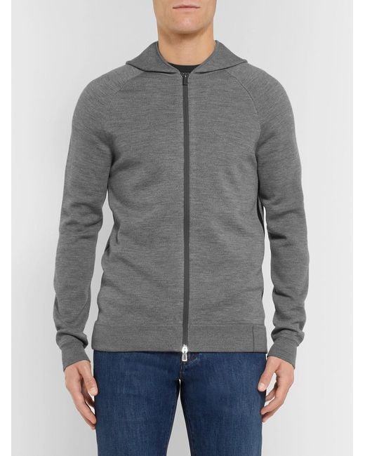 Loro Piana Gray Mélange Virgin Wool-Blend Zip-Up Hoodie for men