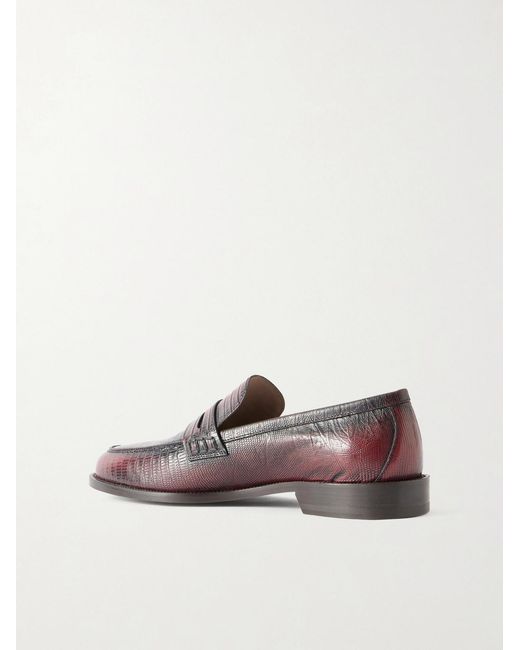 Manolo Blahnik Brown Perry Lizard-effect Leather Loafers for men