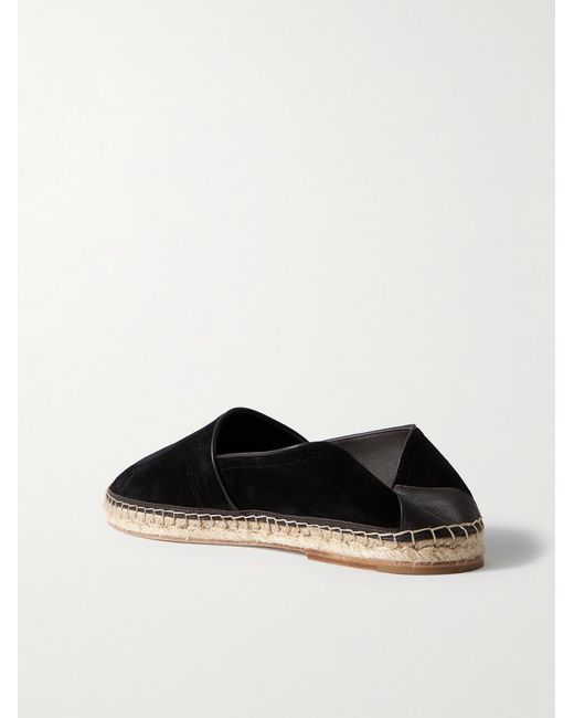 Brunello Cucinelli Black Leather-trimmed Suede Espadrilles for men
