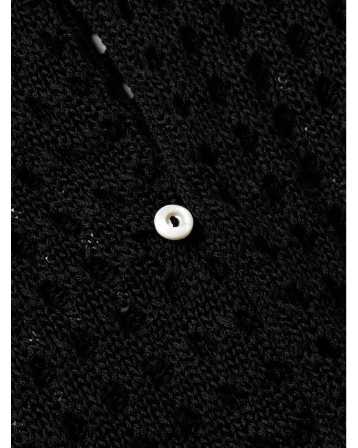 Bode Black Blossom Tasselled Crocheted Pima Cotton Shirt for men