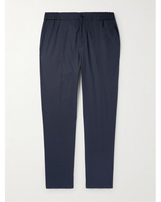 Etro Blue Straight-leg Cotton-blend Poplin Trousers for men