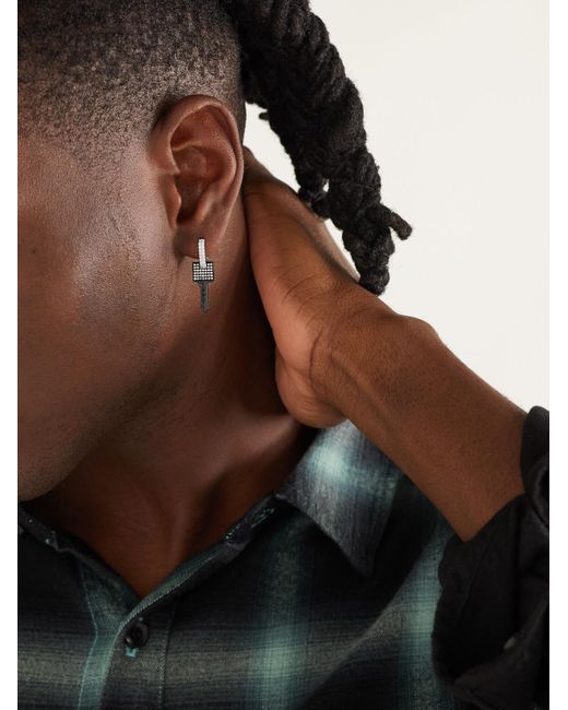 Eera Black Key, And Diamond Single Earring for men